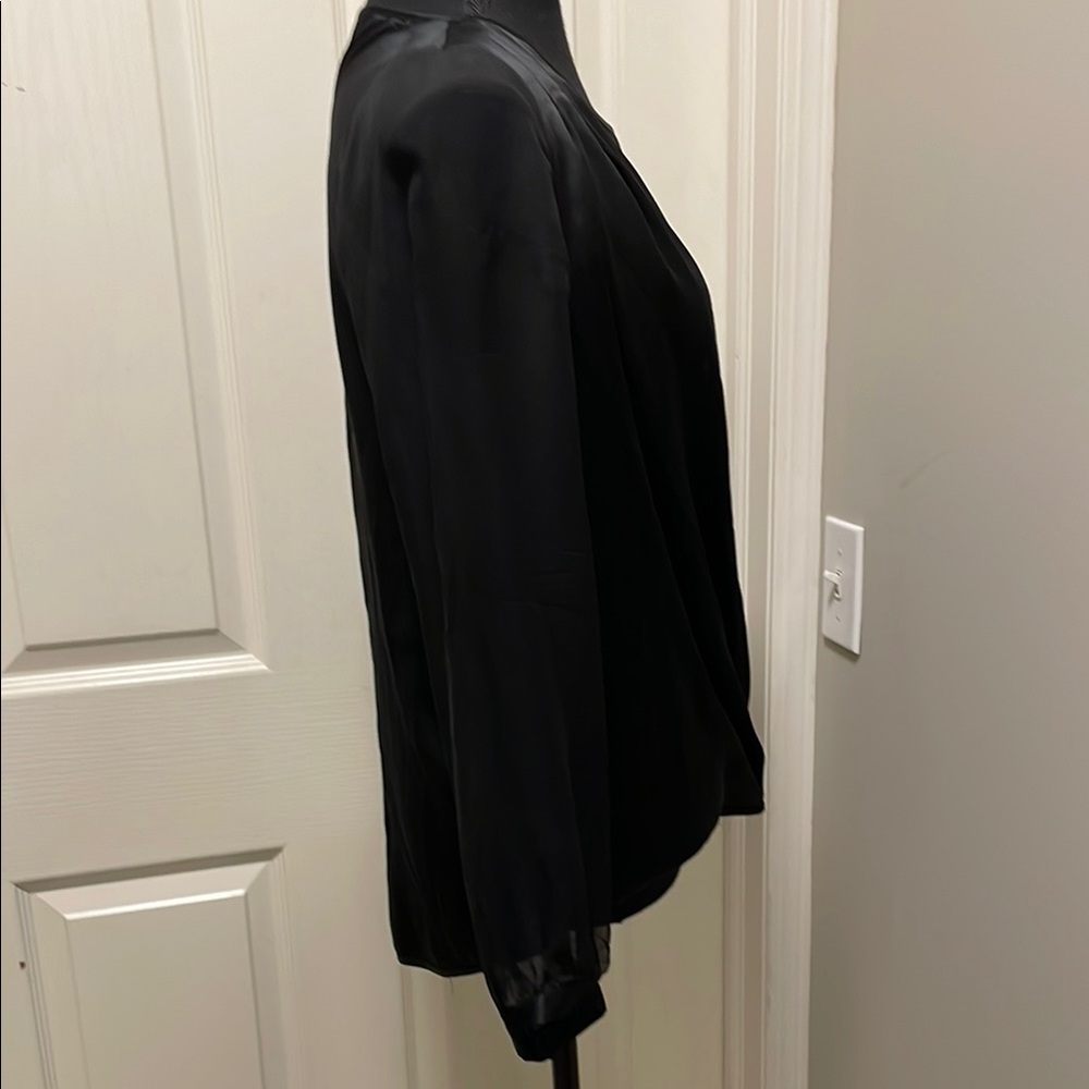 160. Marciano Elegant Silk Black Sheer Sleeves Women's Top Size Small - Picture 3 of 6